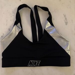 Nike Black and Silver Sports Bra